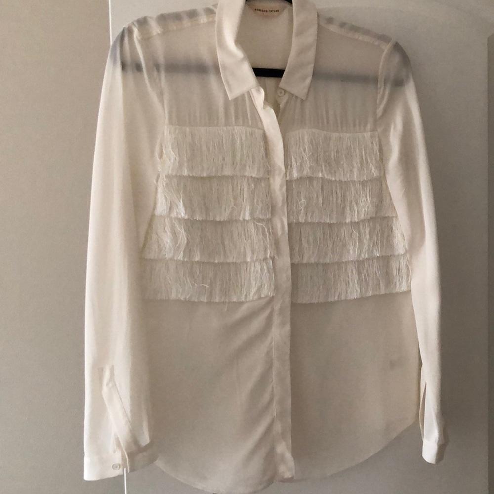 Rebecca Taylor shirt with fringe 6 button down